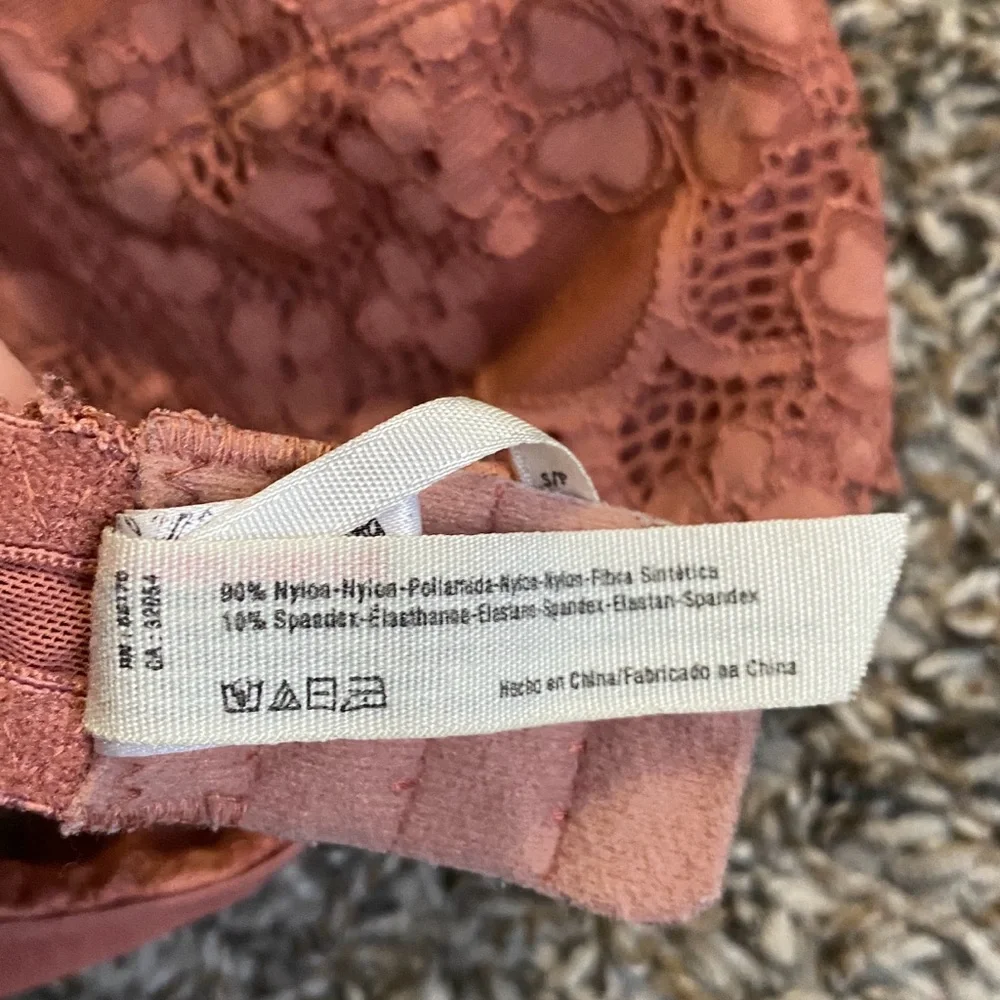 Intimately Free People Bralette Women’s S Dusty Rose Orange Lace Galloon Halter - Picture 5 of 5